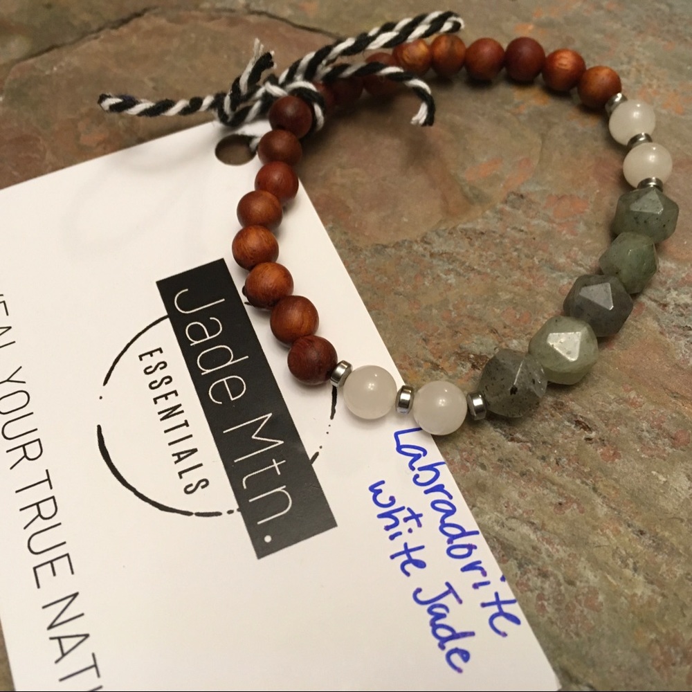 Labradorite & White Jade Bead Bracelet